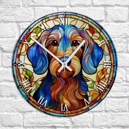 Dachshund Wirehaired Suncatcher Effect Clock